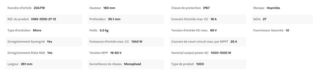 Hoymiles - HMS-1000 (garantie 12 ans)